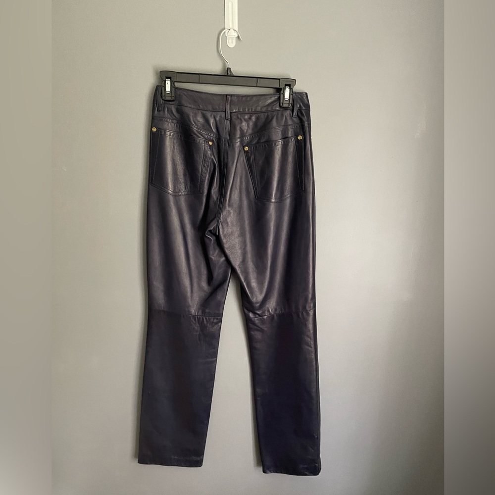 Ralph Lauren Black Label Dark Blue Leather Pants Size 4 - Picture 2 of 5